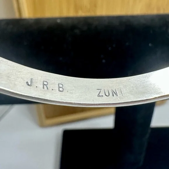 ZUNI JOHN & ROSALIE BOWANNIE JRB Navajo Sterling Silver Turquoise Cuff Bracelet - Picture 10 of 12